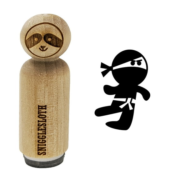 Cute Fighting Ninja Rubber Stamp for Scrapbooking Crafting Stamping - Mini 1/2 Inch