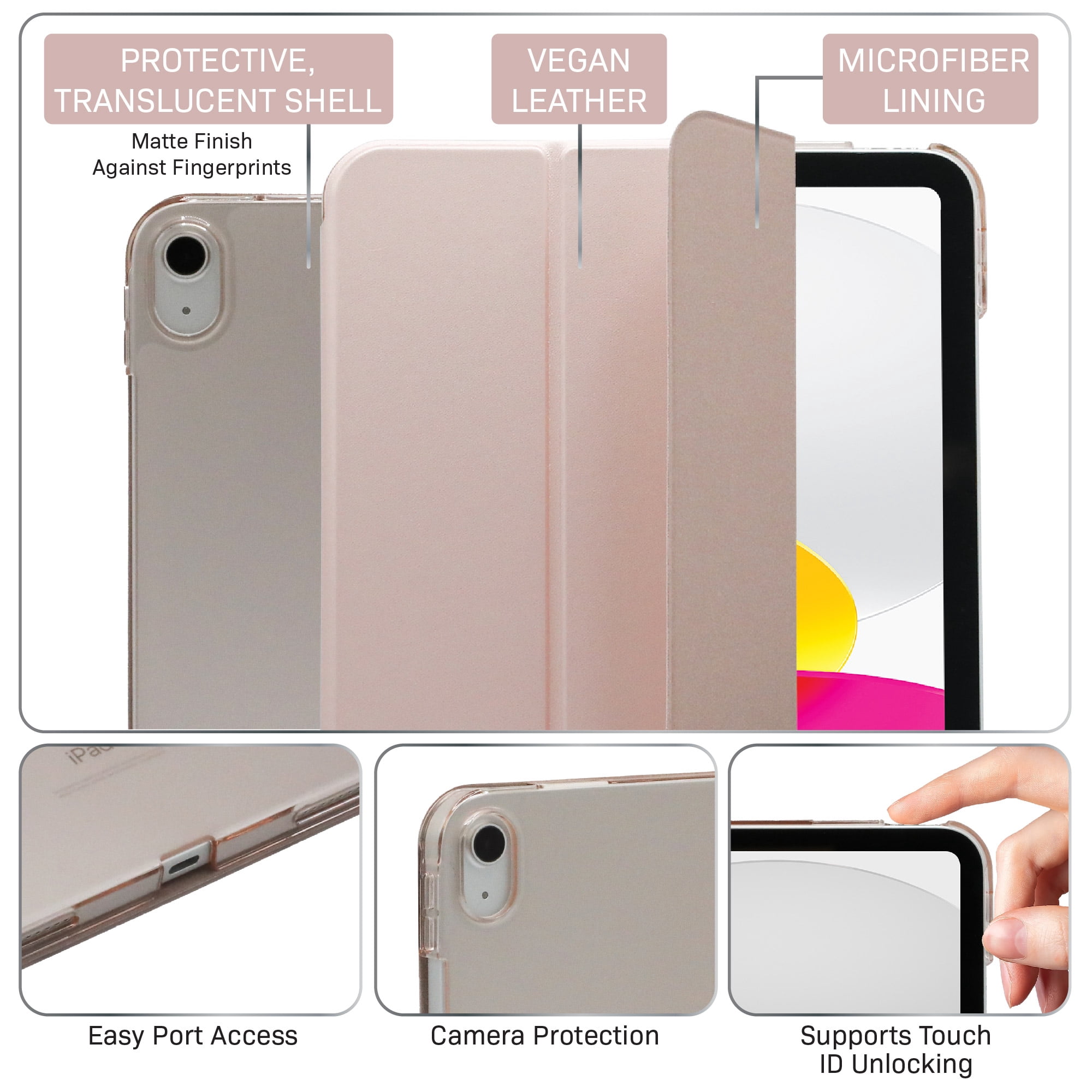 Body Glove Tablet Folio Case for iPad (A16) / iPad (10th generation) - Rose Gold