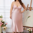 thumbnail image 4 of Naittoop Women Plus Size Sleep Dress Soft Satin Lace V Neck Nightdress Sleeveless Strappy Sexy Nightgowns Split Chemise, 4 of 5