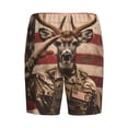 thumbnail image 2 of Lsque Patriotic Deer Soldier Salute Mens Sleep Pajama Shorts,Short Pajama Pants, Cotton Ultra-Soft Knit-3X-Large, 2 of 9
