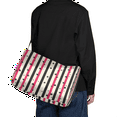 thumbnail image 6 of Leather Gym Bag Crossbody Duffle Travel Tote, Stripe Pattern Weekender Carry On Bag, Water-Resistant Overnight Luggage with Adjustable Strap,, 6 of 9