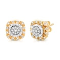 thumbnail image 3 of Real Diamond Lab Grown Square Cushion 15mm Halo Proposal Earrings 1/2 ct Pair Yellow Gold On 925 Silver Best Girl Friend Wife Valentine 10th Anniv Gift Her April Birthday Handmade Jewelry fr Women Mom, 3 of 5
