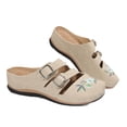 thumbnail image 3 of Xucatan Women's Embroidered Wedge Sandals, Closed Toe Mule Slides with Adjustable Buckle Straps, Hollow Out Beach Platform Shoes, Versatile Spring Summer Footwear Gift, 3 of 9