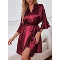 thumbnail image 2 of KISSGAL Sleeveless Nightgowns with Robes Set Satin Silk Bridal Party 3/4 Sleeves Bathrobes with Pocekts, 2 of 6