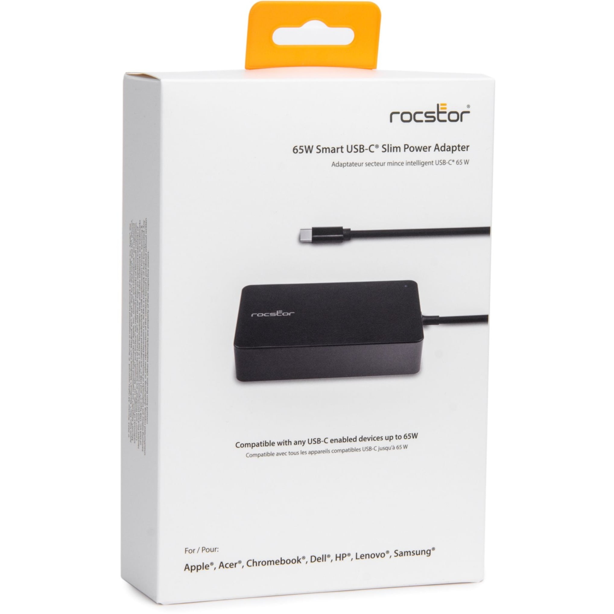 Rocstor 65W Smart USB-C Laptop Power Adapter Charger - Compatible and perfect fit for Dell&trade;,HP&reg;,Lenovo&reg;,Microsoft&reg; Surface&reg; (23W,24W,36W,44W,65W) Power Supply,Apple&reg; MacBo...