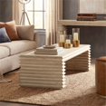 thumbnail image 3 of Veda 55" Stacked Geometric Waterfall Coffee Table White Reclaimed Pine Wood, 3 of 10