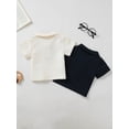 thumbnail image 3 of PureChapter 2-Pack Baby Boys Knit Jacquard Short Sleeve Polo Shirts, "POLO BABY" Embroidered Turn-Down Collar Tops, 3 of 8