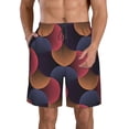 thumbnail image 2 of Uemuo Circular Stripes Pattern Men's Swim Trunks Hawaiian Beach Bathing Suit Swimsuits Beach Quick-Dry Shorts with Pockets-, 2 of 9
