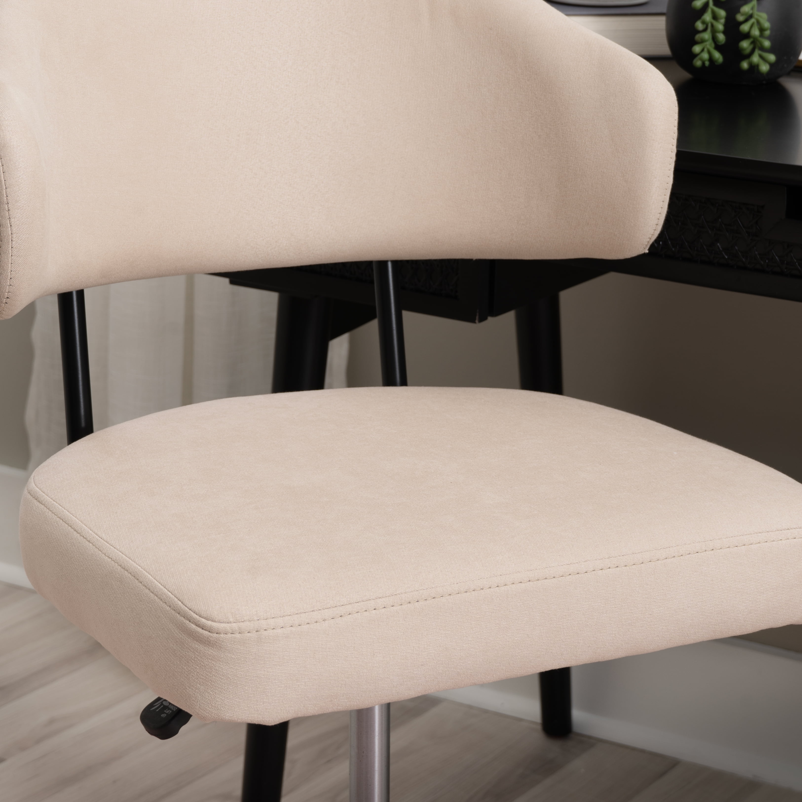Linon Tristan Office Desk Chair with Adjustable Height and Swivel, Beige