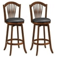 thumbnail image 1 of Costway Swivel Bar Stools Set of 2, 31" Bar Height Barstools with Backrests & Wood Frame Brown, 1 of 10