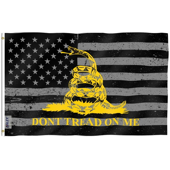 Anley Fly Breeze 3x5 Ft Don't Tread On Me Black American Flag - Patriotic Yellow Snake USA Flags Polyester