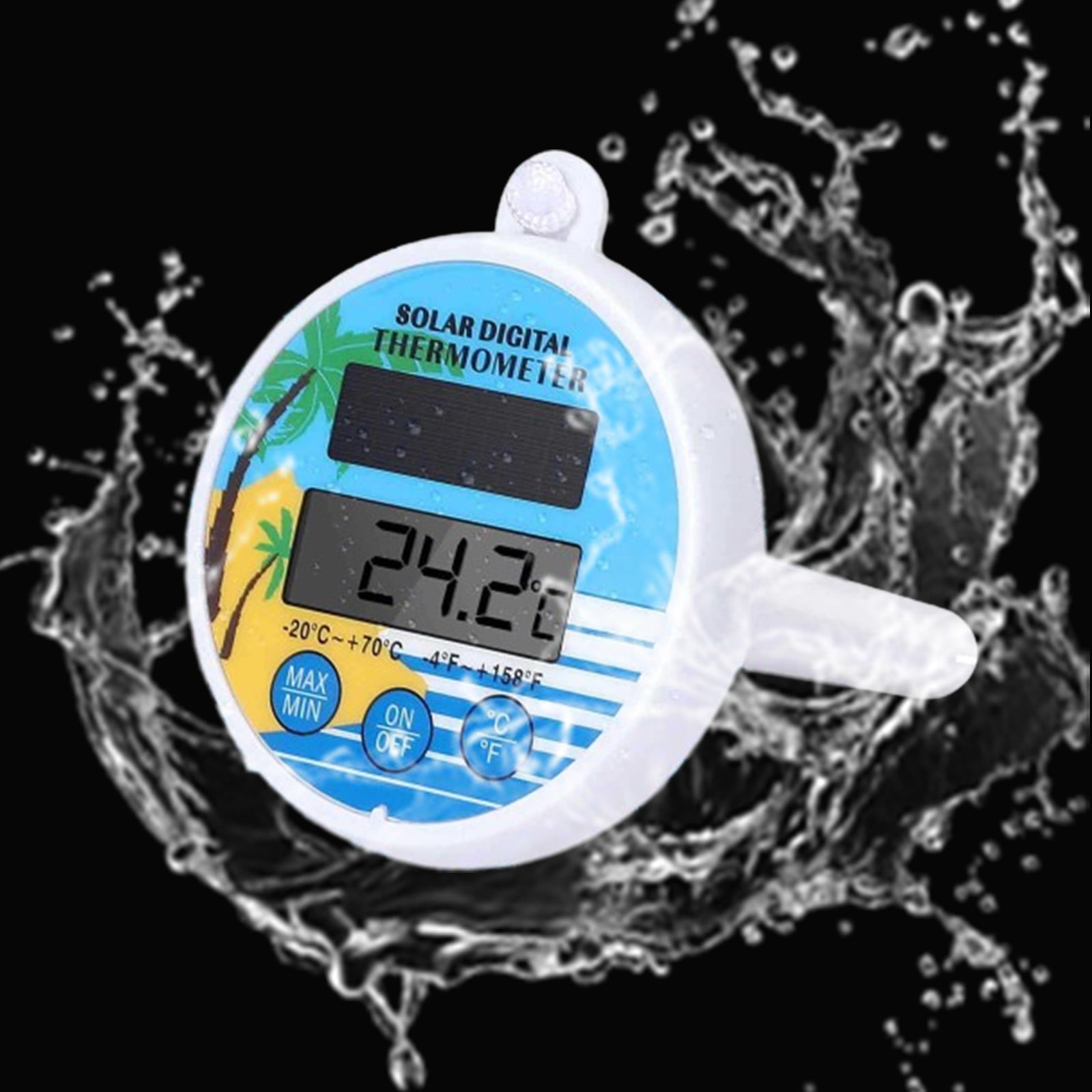  SWIMLINE HYDROTOOLS Solar Powered Digital LCD Thermometer  Large Floating Easy Read For Water Temperature Shatter Resistant With  String For Outdoor And Indoor Swimming Pools Spas Ponds Bathtubs :  Thermometer For