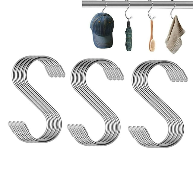 Ganchos Colgantes de Acero Inoxidable en Forma de S de 11 cm para Almacenamiento en Baño y Cocina