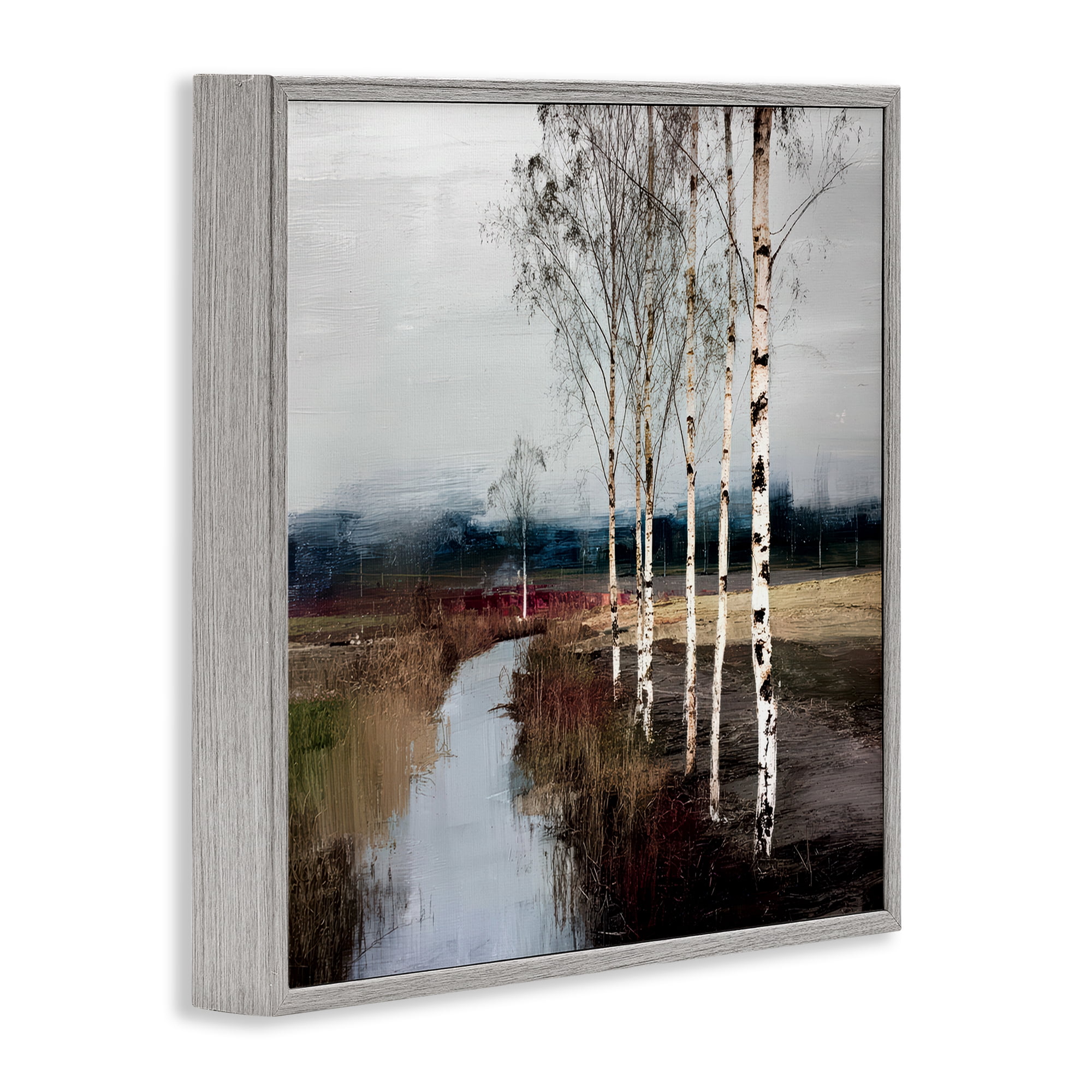 Stupell Industries Birch Creek River Gray Framed Giclee Art, design by Kim Curinga