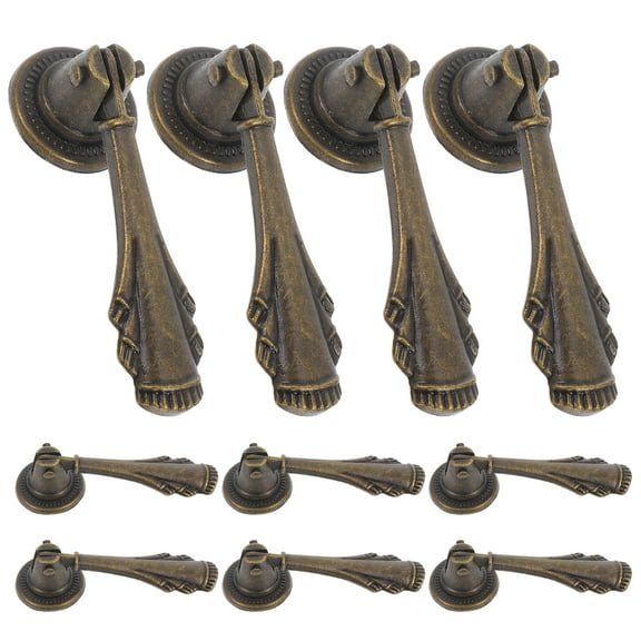 Masteelf 10pcs Retro Single Hole Drawer Pull Handle Knob Drop Antique Bronze Dresser Knobs Elegant Metal Pendant for Dressers Bathroom Furniture