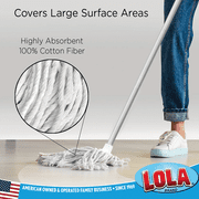 Lola Products LOLA Cotton String Wet Mop w/ Wire Wound Head, Metal Handle, Super Absorbent, Durable,… — $19.90 (20% off)
