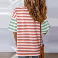 thumbnail image 5 of LADIGASU T Shirts For Women Striped Color Block Loose Round Neck Womens Tshirts Shirts, 5 of 8