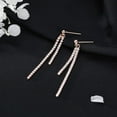 thumbnail image 6 of Sterling Silver Crystal Rhinestone Linear Drop Earrings for Women Teens CZ Long Dangle Earrings Tassel Chain Studs, 6 of 12