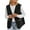 Black, variant on Lovskoo Women's Fuzzy Sherpa Fleece Crop Vest Casual Solid Color Sleeveless Warm Jacket Button Up Fall Winter Outerwear Brown