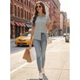 thumbnail image 6 of MOYIKO Short Sleeve Summer Tops for Women Casual Button Down Shirts Striped Business Work Blouses, 6 of 7