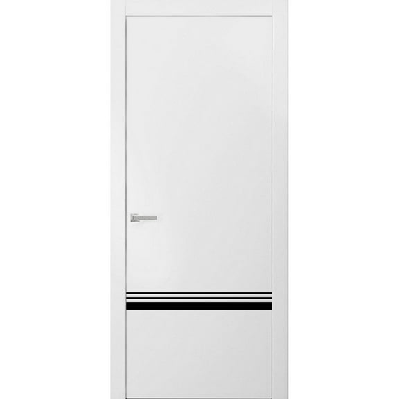 Modern Solid Interior Door with Handle | Planum 0012 White Silk | Single Regural Panel Frame Trims | Bathroom Bedroom Sturdy Doors-18" x 80"
