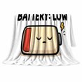 thumbnail image 2 of Sociable Battery Low, Playful Artistic Scene, Warm Flannel Blanket for Office and Dorm with Detailed Artwork with Rich Color Accents, Art Lovers Thanksgiving Gift, Playful Home Decor, 2 of 9
