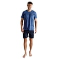 thumbnail image 4 of TOM TAILOR Pijama corto para hombre, pijama corto, algodón, cuello en V, jersey sencillo Azul XL (X-Large), 4 of 7