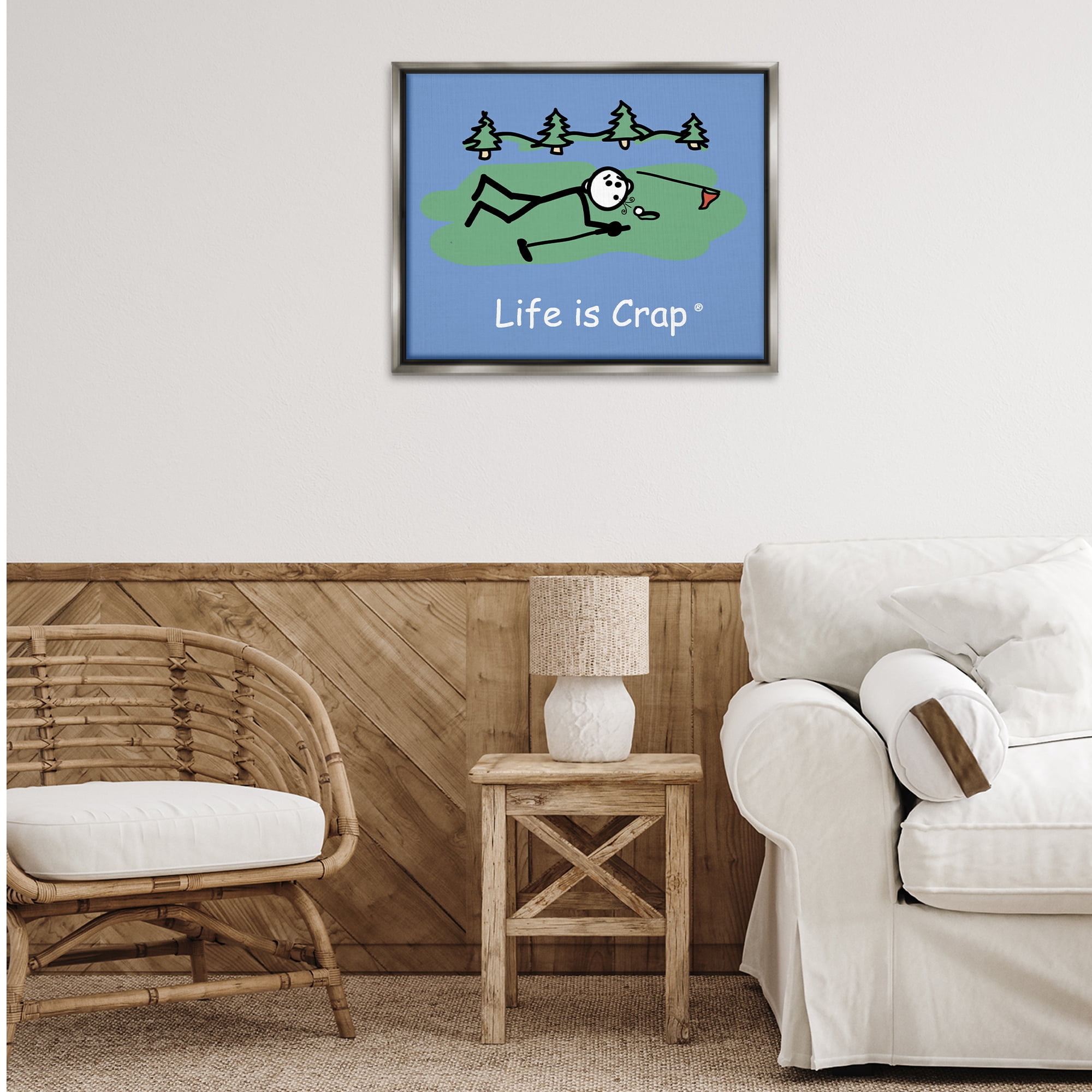 Stupell Industries Funny Golf Blow Novelty & Humor Painting Gray Floater Framed Canvas Art Print Wall Art, 31 x 25