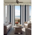 thumbnail image 4 of Navy Blue Beige Blackout Curtains 63 Inches Long for Bedroom, Retro Simple Abstract Vertical Stripes Thermal Insulated Room Darkening Black Out Window Curtain Panels Grommet Drapes for Living Room, 4 of 8