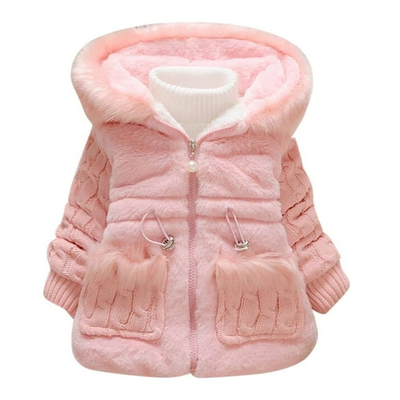 Mercatoo Toddler Girls Winter Clothes Hoodie Girl Coat Warm Solid Baby Outwear Jacket Girls 1 to 5 Years Outfits