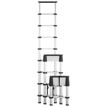 UPC: 0044681204067 | COSCO SmartClose Telescoping Aluminum Ladder with top cap (300-lb Capacity  8.5 ft. ladder with 12 ft Max Reach)