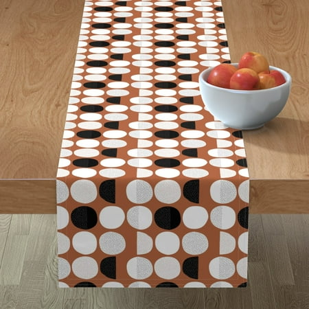 

Cotton Sateen Table Runner 90 - Abstract Moon Phase Geometric Circles Cycle Round Circle Retro Vintage Scandinavian Autumn Fall Print Custom Table Linens by Spoonflower