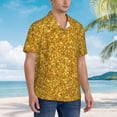 thumbnail image 3 of Fuzoiu Gold Glitter Print Hawaiian Shirt for Men, Summer Beach Casual Short Sleeve Button Down Shirts, Men’s Beach Summer Shirts with Pocket,X-Large, 3 of 7