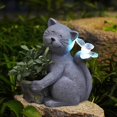 thumbnail image 7 of Dserhfy Solar Garden Flowerpot Cat Statue with LED Butterfly Waterproof Planter Pot Kitten Resin Figurine Sculpture Outdoor Porch Yard Lawn Decoration Ornament, 7 of 7