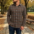 thumbnail image 2 of SAWOBUUN Men's Plaid Flannel Shirt Long Sleeve Button Down Casual Soft Brushed Checkered Shacket, 2 of 8