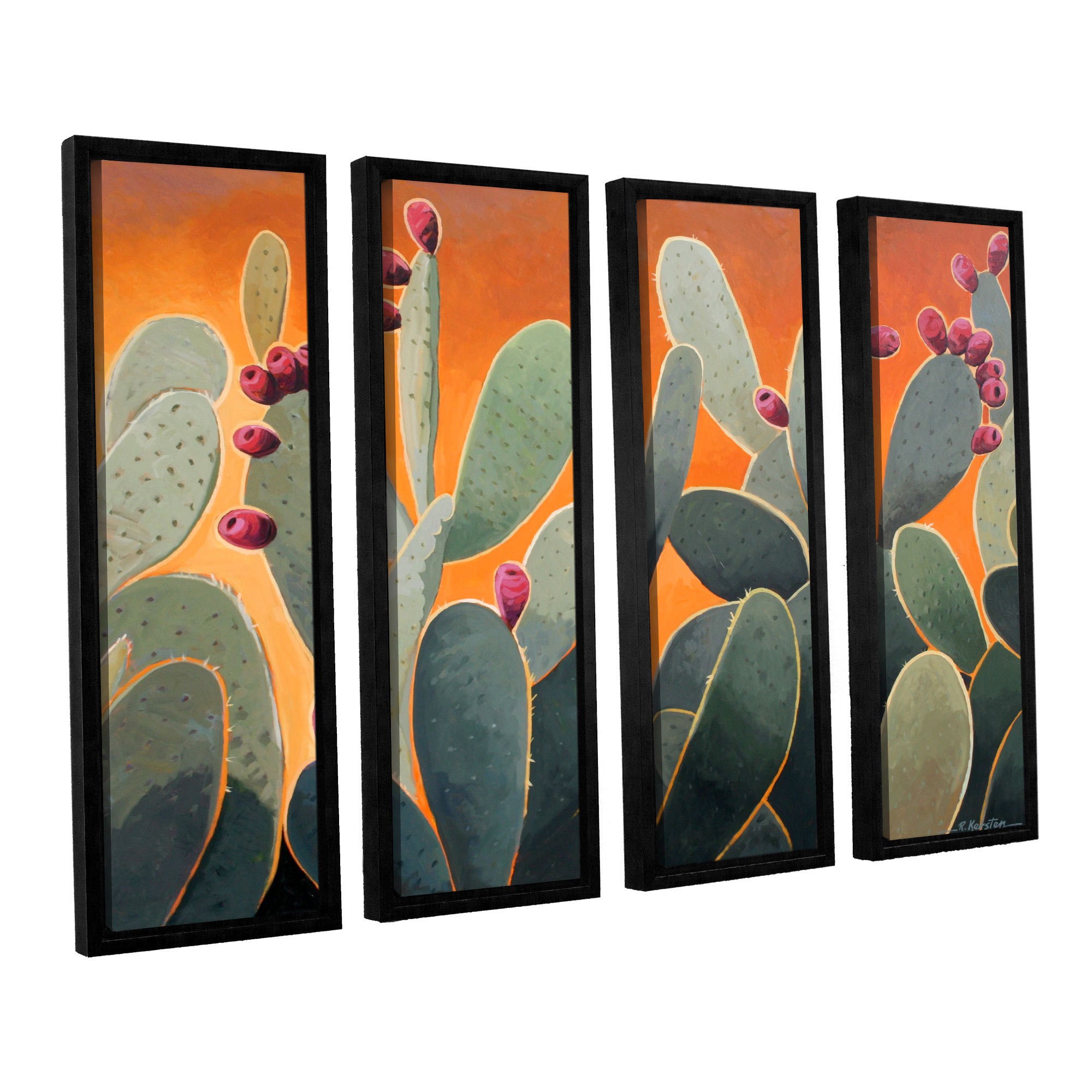 ArtWall Rick Kersten "Cactus Orange" 4-Piece Floater-framed Canvas Set