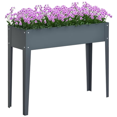 Raised Garden Bed, Metal Planter Box with Legs, Drain Hole, Outdoor Indoor Elevated Garden Box for Vegetable Flower Herb Fruit, Standing Raised Beds for Backyard Porch Balcony Black