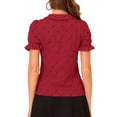 thumbnail image 3 of Allegra K Women's Peter Pan Collar Top Blouse Ruffle Puff Sleeve Stars Button Down Shirt, 3 of 6
