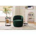 thumbnail image 2 of Swivel Barrel Chair, Teddy Fabric Accent Armchair with Stable Metal Base, 360 Degree Swivel Round Club Chair, Single Leisure Chair for Living Room Bedroom Office, 25.2''L x 25.2''W x 28''H, Green, 2 of 7