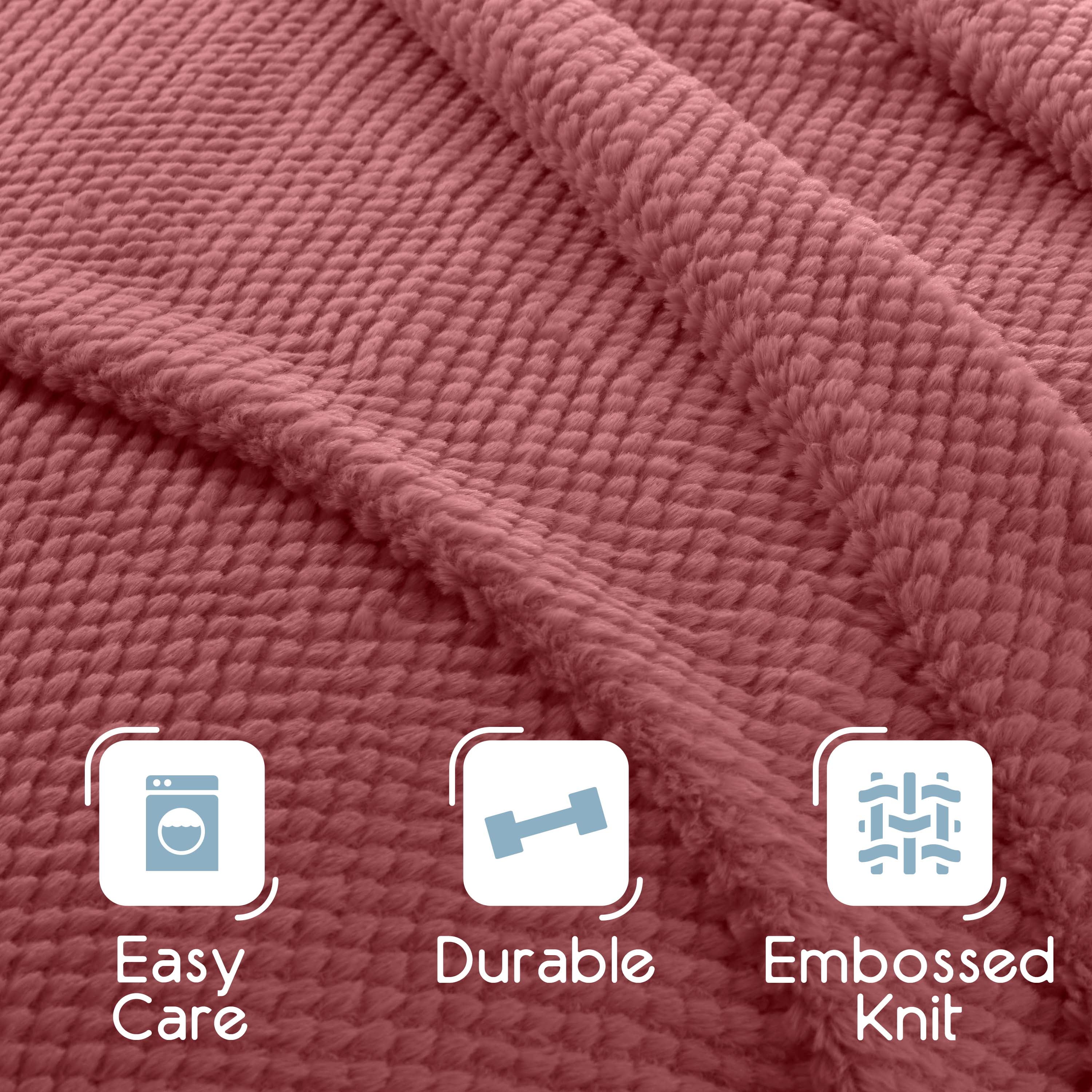 Vellux King Plush Texture Blanket | Ultra Soft Lightweight All-Season Throw | Deep Rose