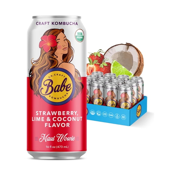 Babe Organic Craft Kombucha, Maui Wowie, Vegan Friendly, USDA Certified Organic, Gluten Free, 16 Fluid Ounce (Pack of 12)