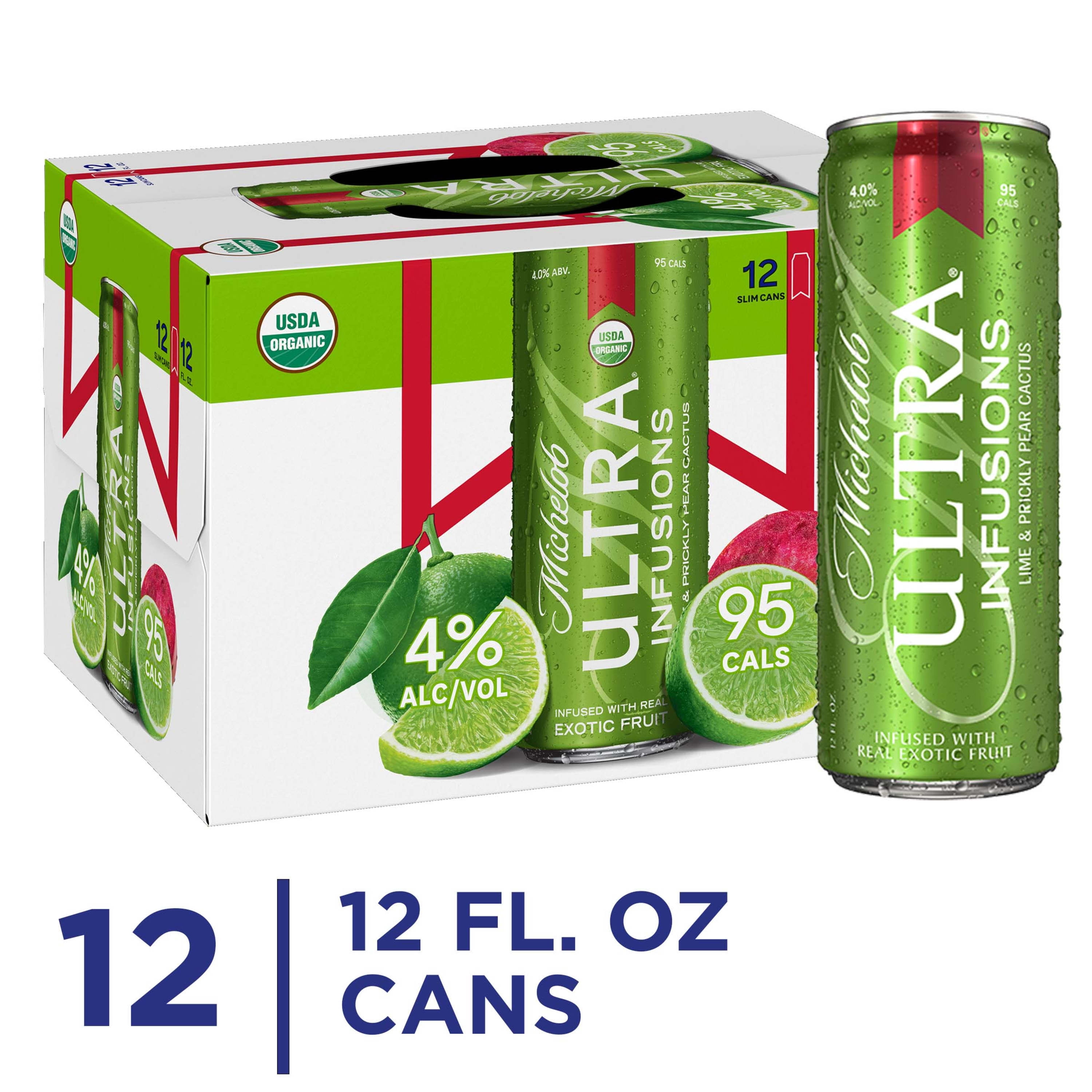 Michelob Ultra Infusions Lime & Prickly Pear Cactus Beer 12 Pack, 12 fl oz Cans, 4% ABV