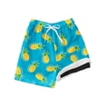 thumbnail image 4 of FINALGANG Boys 2 in 1 Swim Trunks Kids Pineapple Print Quick Dry Beach Shorts With Stretchy Slim Fit Liner Casual Swimwear For Pool Beach Activities Light Blue 10-12 Years, 4 of 4
