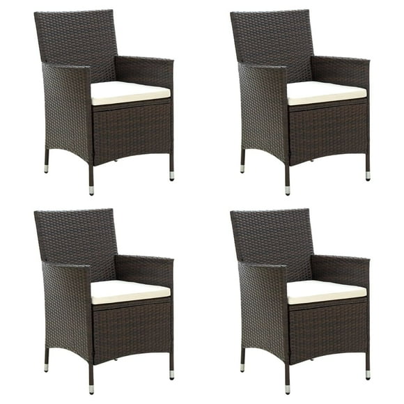 vidaXL Garden Chairs with Cushions 4 pcs Poly Rattan Brown