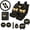 Golden Butterfly Moon Stars, variant on Western Aztec Leopard Pattern Car Seat Cover Set, with Car Armrest Protection Pad Car Headrest Pillow Cases, Durable Suitable for Cars Vans