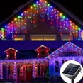 thumbnail image 1 of LNGOOR 1 PC  Solar Icicle Lights Outdoor  LED Christmas Hanging Lights String 8 Modes  96 LED With 16 String  Fairy Lights  For Ceiling Balcony Patio Garden  Christmas Tree  Wall  Wedding, 1 of 7