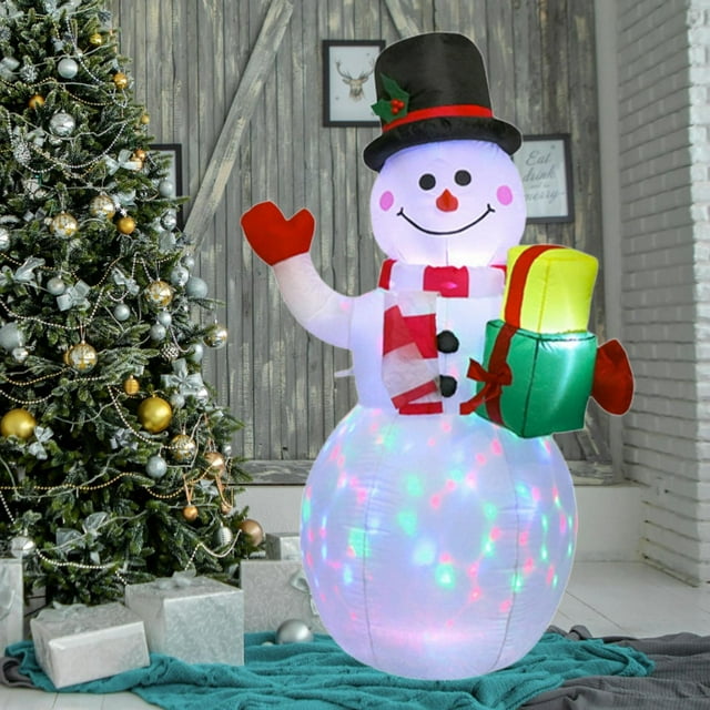Inflables para exterior,Muñeco de nieve inflable navideño para exterior e interior,Inflables navideños iluminados con luces LED giratorias,Decoración navideña Patio Jardín Salón de