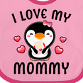 thumbnail image 4 of Inktastic I Love My Mommy with Cute Penguin and Hearts Girls Baby Bib, 4 of 4