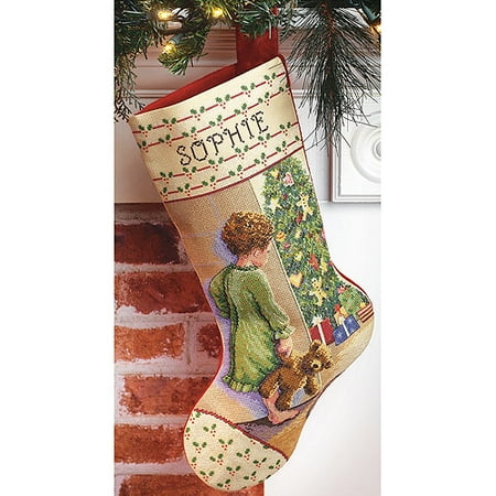 Christmas Morning Stocking Counted Cross Stitch Kit-18" Long 14 Count