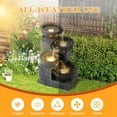 thumbnail image 3 of Haverchair 21.9" Outdoor Water Fountain with LED Lights, 4-Tier Bowl and Stacked Stones Garden Fountain, Modern Cascading Waterfall Fountains for Garden, Patio, Backyard, Porch and Home Decor, 3 of 8